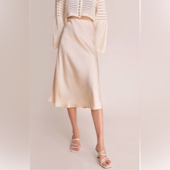 Rachel Zoe Satin Bias-Cut Slip Midi Skirt - Picture 1 of 8